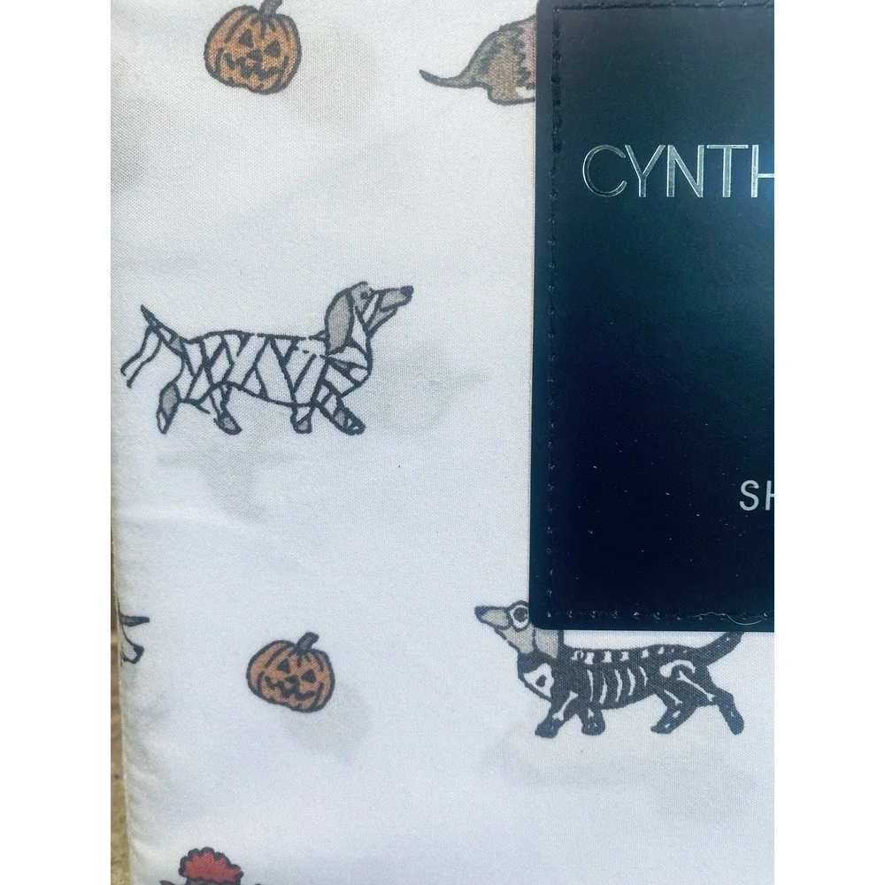 NEW Cynthia Rowley Halloween Sheet Set, KING, Dachshunds Weiner Dogs in Costumes